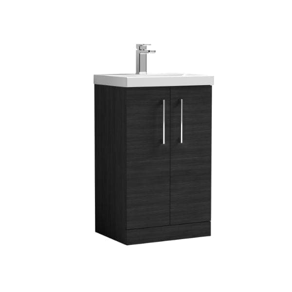 Nuie Floor Standing Vanity Units,Modern Vanity Units,Basins With Floor Standing Vanity Units,Nuie Charcoal Black Nuie Arno 2 Door Floorstanding Vanity Unit With Basin-2 500mm Wide