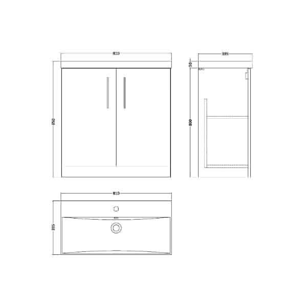 Nuie Floor Standing Vanity Units,Modern Vanity Units,Basins With Floor Standing Vanity Units,Nuie Nuie Arno 2 Door Floorstanding Vanity Unit With Basin-3 800mm Wide