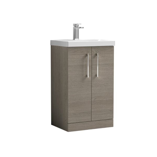 Nuie Floor Standing Vanity Units,Modern Vanity Units,Basins With Floor Standing Vanity Units,Nuie Solace Oak Nuie Arno 2 Door Floorstanding Vanity Unit With Basin-4 500mm Wide
