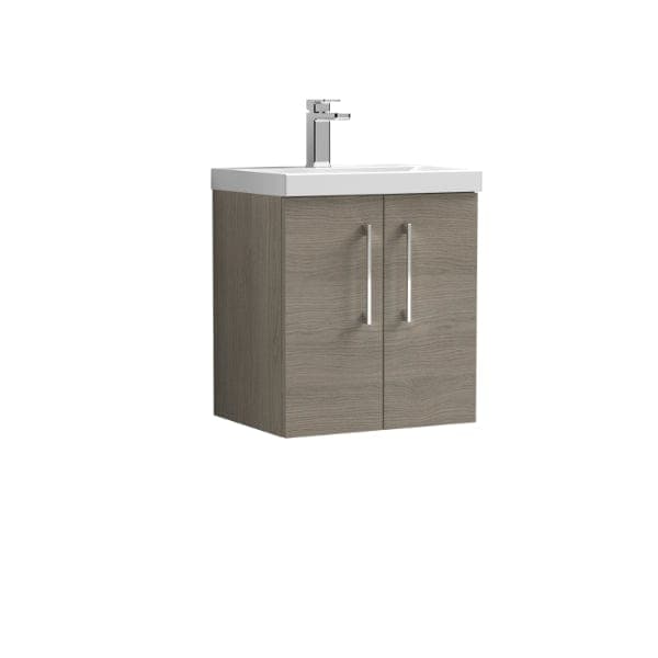 Nuie Wall Hung Vanity Units,Modern Vanity Units,Basins With Wall Hung Vanity Units,Nuie Solace Oak Nuie Arno 2 Door Wall Hung Vanity Unit With Basin-1 500mm Wide