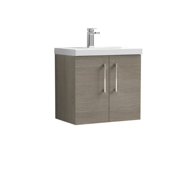 Nuie Wall Hung Vanity Units,Modern Vanity Units,Basins With Wall Hung Vanity Units,Nuie Solace Oak Nuie Arno 2 Door Wall Hung Vanity Unit With Basin-1 600mm Wide