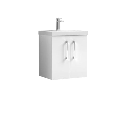 Nuie Wall Hung Vanity Units,Modern Vanity Units,Basins With Wall Hung Vanity Units,Nuie Gloss White Nuie Arno 2 Door Wall Hung Vanity Unit With Basin-2 500mm Wide