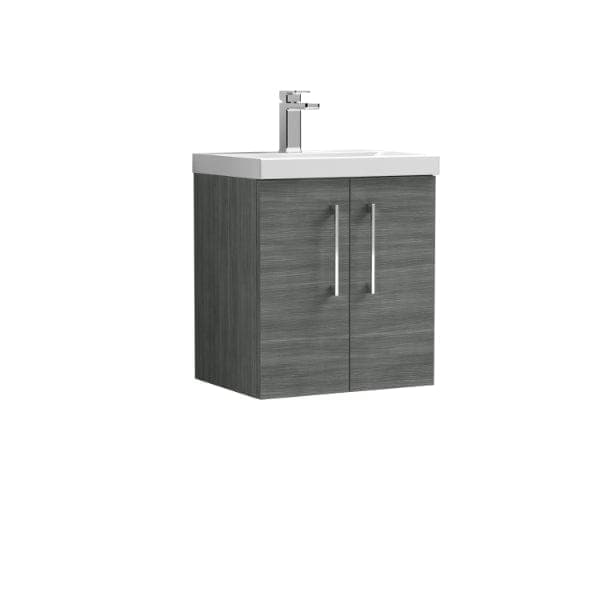 Nuie Wall Hung Vanity Units,Modern Vanity Units,Basins With Wall Hung Vanity Units,Nuie Anthracite Nuie Arno 2 Door Wall Hung Vanity Unit With Basin-2 500mm Wide