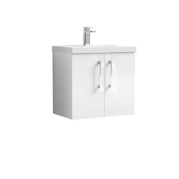 Nuie Wall Hung Vanity Units,Modern Vanity Units,Basins With Wall Hung Vanity Units,Nuie Gloss White Nuie Arno 2 Door Wall Hung Vanity Unit With Basin-2 600mm Wide