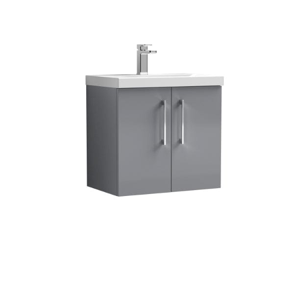 Nuie Wall Hung Vanity Units,Modern Vanity Units,Basins With Wall Hung Vanity Units,Nuie Cloud Grey Nuie Arno 2 Door Wall Hung Vanity Unit With Basin-4 600mm Wide