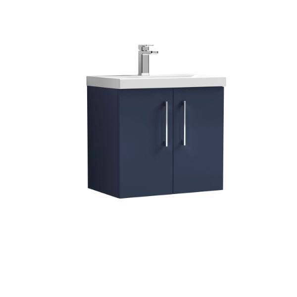 Nuie Wall Hung Vanity Units,Modern Vanity Units,Basins With Wall Hung Vanity Units,Nuie Electric Blue Nuie Arno 2 Door Wall Hung Vanity Unit With Basin-4 600mm Wide