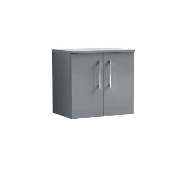 Nuie Wall Hung Vanity Units,Modern Vanity Units,Basins With Wall Hung Vanity Units,Nuie Cloud Grey Nuie Arno 2 Door Wall Hung Vanity Unit With Worktop 600mm Wide