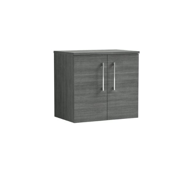 Nuie Wall Hung Vanity Units,Modern Vanity Units,Basins With Wall Hung Vanity Units,Nuie Anthracite Nuie Arno 2 Door Wall Hung Vanity Unit With Worktop 600mm Wide
