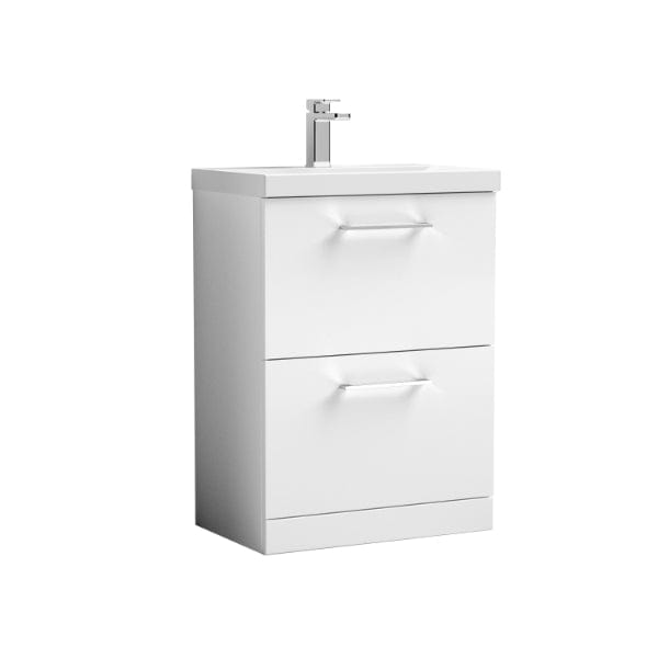 Nuie Floor Standing Vanity Units,Modern Vanity Units,Basins With Floor Standing Vanity Units,Nuie Gloss White Nuie Arno 2 Drawer Floorstanding Vanity Unit With Basin-1 600mm Wide