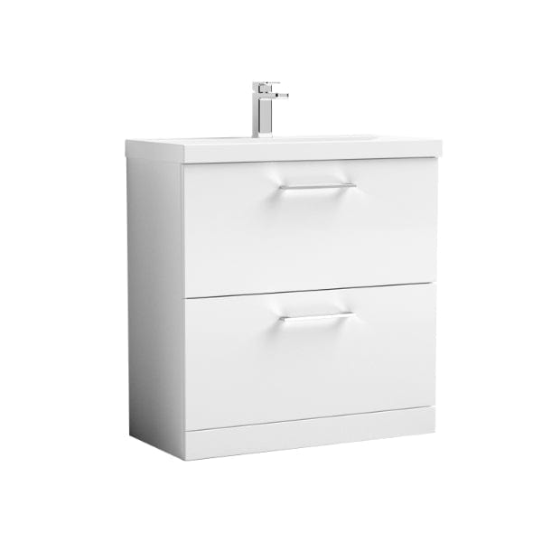 Nuie Floor Standing Vanity Units,Modern Vanity Units,Basins With Floor Standing Vanity Units,Nuie Gloss White Nuie Arno 2 Drawer Floorstanding Vanity Unit With Basin-1 800mm Wide