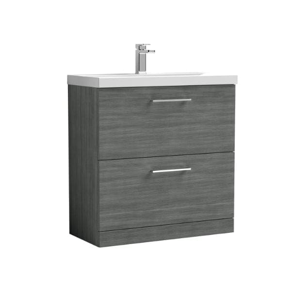 Nuie Floor Standing Vanity Units,Modern Vanity Units,Basins With Floor Standing Vanity Units,Nuie Anthracite Nuie Arno 2 Drawer Floorstanding Vanity Unit With Basin-1 800mm Wide