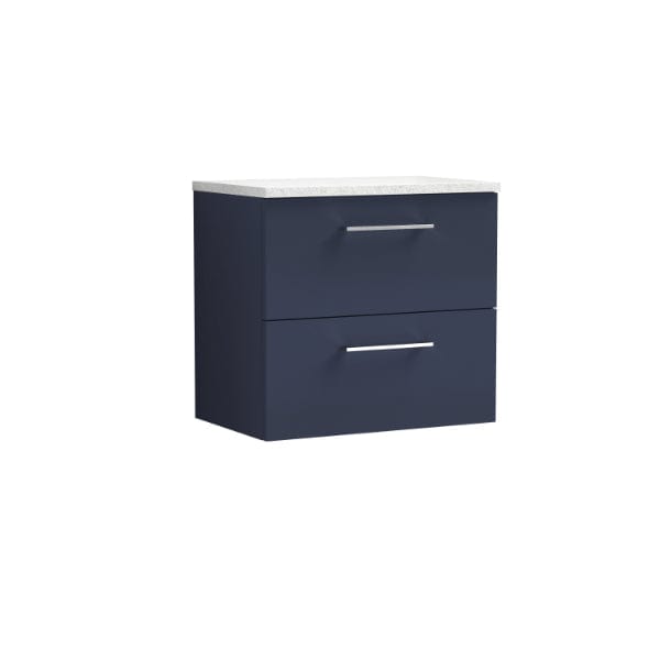 Nuie Wall Hung Vanity Units,Modern Vanity Units,Basins With Wall Hung Vanity Units,Nuie Electric Blue / Sparkling White Worktop Nuie Arno 2 Drawer Wall Hung Vanity Unit 600mm Wide