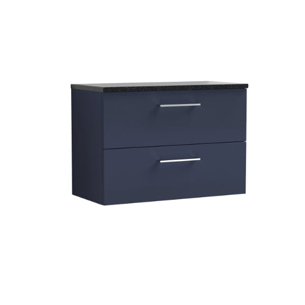 Nuie Wall Hung Vanity Units,Modern Vanity Units,Basins With Wall Hung Vanity Units,Nuie Electric Blue / Sparkling Black Worktop Nuie Arno 2 Drawer Wall Hung Vanity Unit 800mm Wide