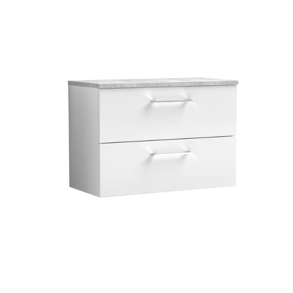 Nuie Wall Hung Vanity Units,Modern Vanity Units,Basins With Wall Hung Vanity Units,Nuie Gloss White / Bellato Grey Worktop Nuie Arno 2 Drawer Wall Hung Vanity Unit 800mm Wide