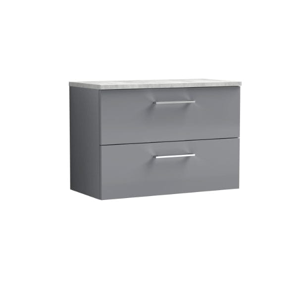 Nuie Wall Hung Vanity Units,Modern Vanity Units,Basins With Wall Hung Vanity Units,Nuie Cloud Grey / Bellato Grey Worktop Nuie Arno 2 Drawer Wall Hung Vanity Unit 800mm Wide