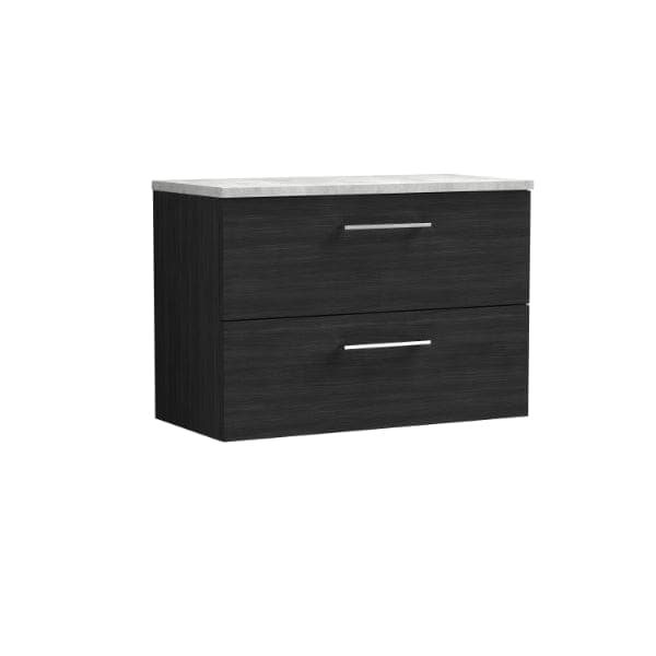 Nuie Wall Hung Vanity Units,Modern Vanity Units,Basins With Wall Hung Vanity Units,Nuie Charcoal Black / Bellato Grey Worktop Nuie Arno 2 Drawer Wall Hung Vanity Unit 800mm Wide
