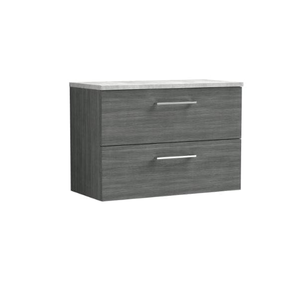 Nuie Wall Hung Vanity Units,Modern Vanity Units,Basins With Wall Hung Vanity Units,Nuie Anthracite / Bellato Grey Worktop Nuie Arno 2 Drawer Wall Hung Vanity Unit 800mm Wide