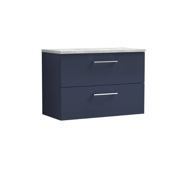 Nuie Wall Hung Vanity Units,Modern Vanity Units,Basins With Wall Hung Vanity Units,Nuie Electric Blue / Bellato Grey Worktop Nuie Arno 2 Drawer Wall Hung Vanity Unit 800mm Wide