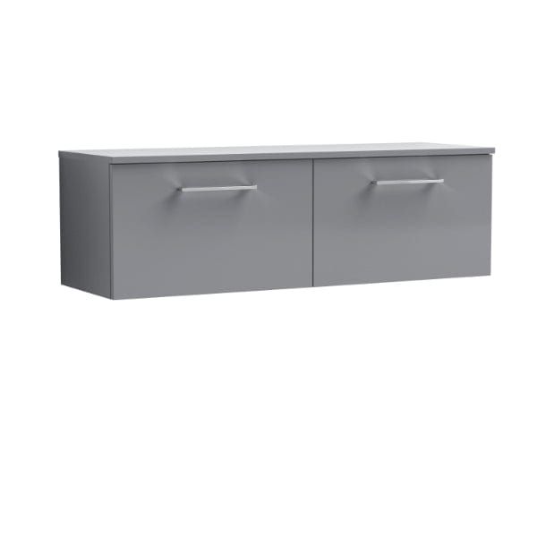 Nuie Wall Hung Vanity Units,Modern Vanity Units,Basins With Wall Hung Vanity Units,Nuie Cloud Grey Nuie Arno 2 Drawer Wall Hung Vanity Unit With Worktop 1200mm Wide