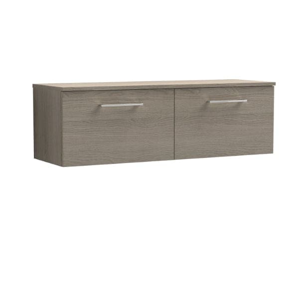 Nuie Wall Hung Vanity Units,Modern Vanity Units,Basins With Wall Hung Vanity Units,Nuie Solace Oak Nuie Arno 2 Drawer Wall Hung Vanity Unit With Worktop 1200mm Wide