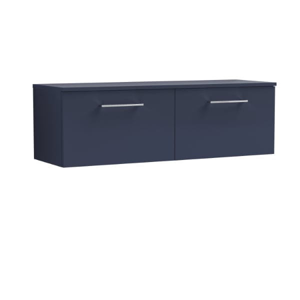 Nuie Wall Hung Vanity Units,Modern Vanity Units,Basins With Wall Hung Vanity Units,Nuie Electric Blue Nuie Arno 2 Drawer Wall Hung Vanity Unit With Worktop 1200mm Wide