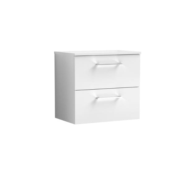 Nuie Wall Hung Vanity Units,Modern Vanity Units,Basins With Wall Hung Vanity Units,Nuie Gloss White Nuie Arno 2 Drawer Wall Hung Vanity Unit With Worktop 600mm Wide