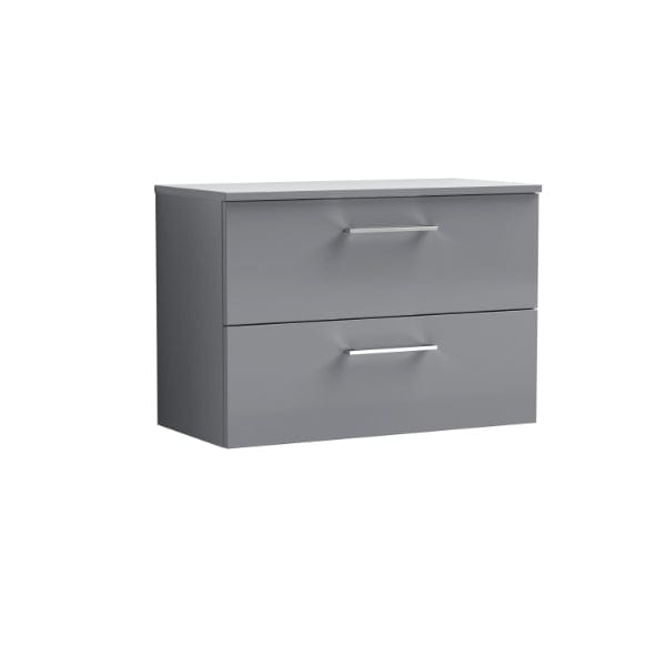 Nuie Wall Hung Vanity Units,Modern Vanity Units,Basins With Wall Hung Vanity Units,Nuie Cloud Grey Nuie Arno 2 Drawer Wall Hung Vanity Unit With Worktop 800mm Wide