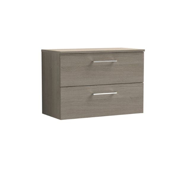 Nuie Wall Hung Vanity Units,Modern Vanity Units,Basins With Wall Hung Vanity Units,Nuie Solace Oak Nuie Arno 2 Drawer Wall Hung Vanity Unit With Worktop 800mm Wide