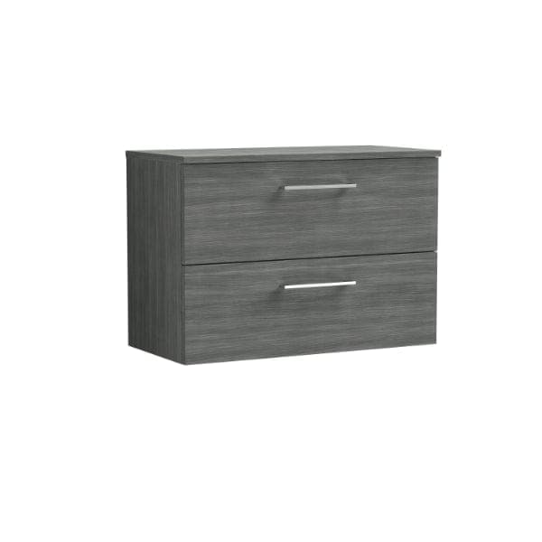 Nuie Wall Hung Vanity Units,Modern Vanity Units,Basins With Wall Hung Vanity Units,Nuie Anthracite Nuie Arno 2 Drawer Wall Hung Vanity Unit With Worktop 800mm Wide