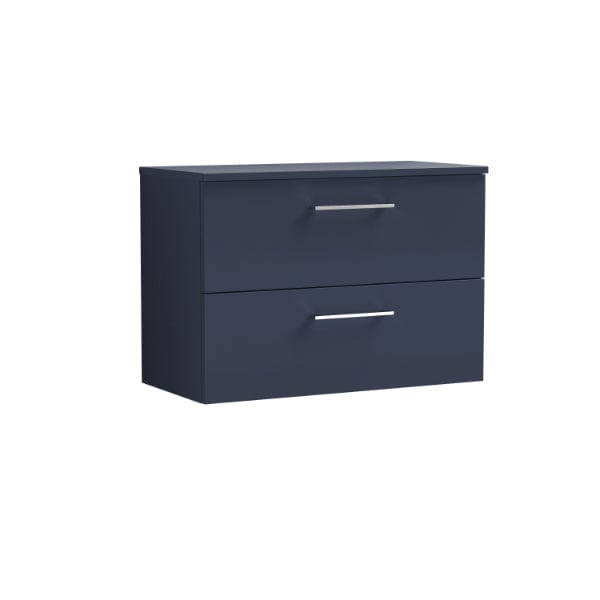 Nuie Wall Hung Vanity Units,Modern Vanity Units,Basins With Wall Hung Vanity Units,Nuie Electric Blue Nuie Arno 2 Drawer Wall Hung Vanity Unit With Worktop 800mm Wide