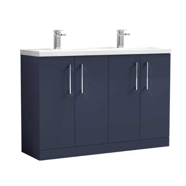 Nuie Floor Standing Vanity Units,Modern Vanity Units,Basins With Floor Standing Vanity Units, Nuie Electric Blue Nuie Arno 4 Door Floorstanding Vanity Unit With Double Ceramic Basin 1200mm Wide