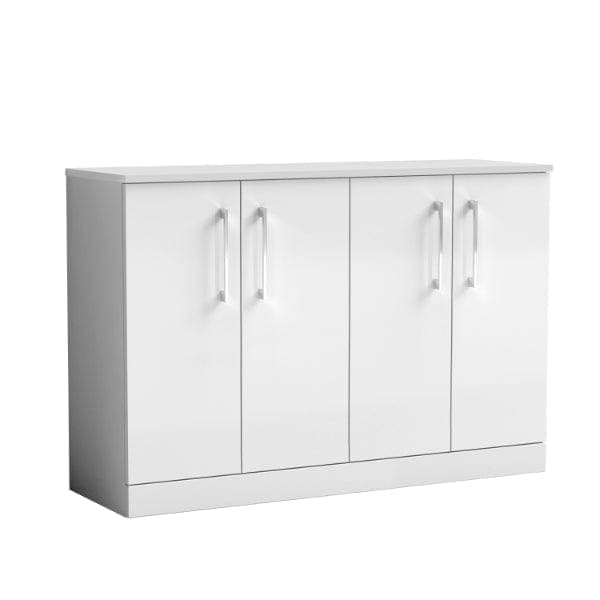 Nuie Floor Standing Vanity Units,Modern Vanity Units,Basins With Floor Standing Vanity Units,Nuie Gloss White Nuie Arno 4 Door Floorstanding Vanity Unit With Worktop 1200mm Wide