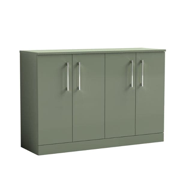 Nuie Floor Standing Vanity Units,Modern Vanity Units,Basins With Floor Standing Vanity Units,Nuie Satin Green Nuie Arno 4 Door Floorstanding Vanity Unit With Worktop 1200mm Wide