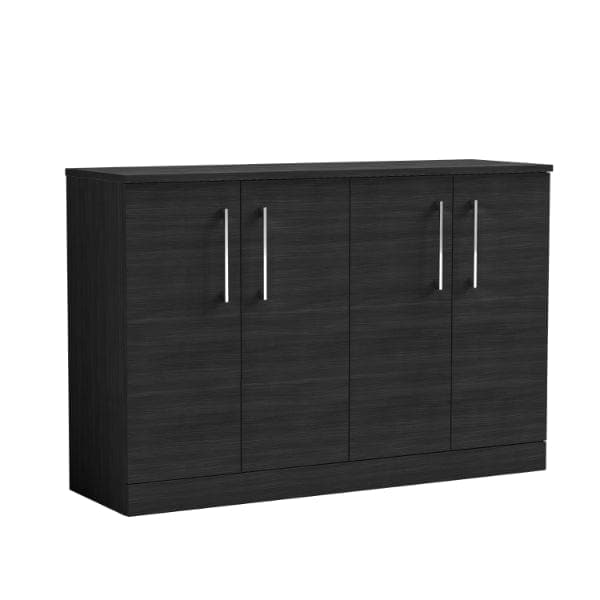 Nuie Floor Standing Vanity Units,Modern Vanity Units,Basins With Floor Standing Vanity Units,Nuie Black Woodgrain Nuie Arno 4 Door Floorstanding Vanity Unit With Worktop 1200mm Wide