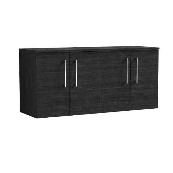 Nuie Wall Hung Vanity Units,Modern Vanity Units,Basins With Wall Hung Vanity Units,Nuie Charcoal Black Nuie Arno 4 Door Wall Hung Vanity Unit With Worktop 1200mm Wide