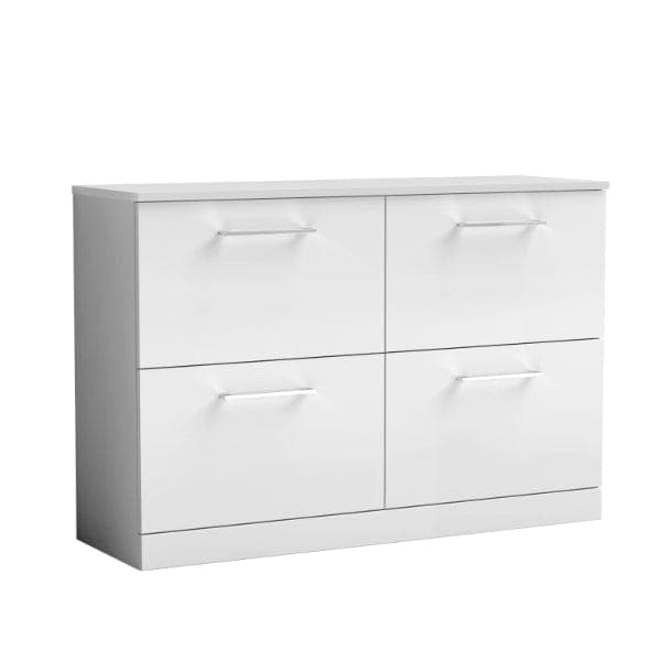 Nuie Floor Standing Vanity Units,Modern Vanity Units,Basins With Floor Standing Vanity Units, Nuie Gloss White Nuie Arno 4 Drawer Floorstanding Vanity Unit With Worktop 1200mm Wide