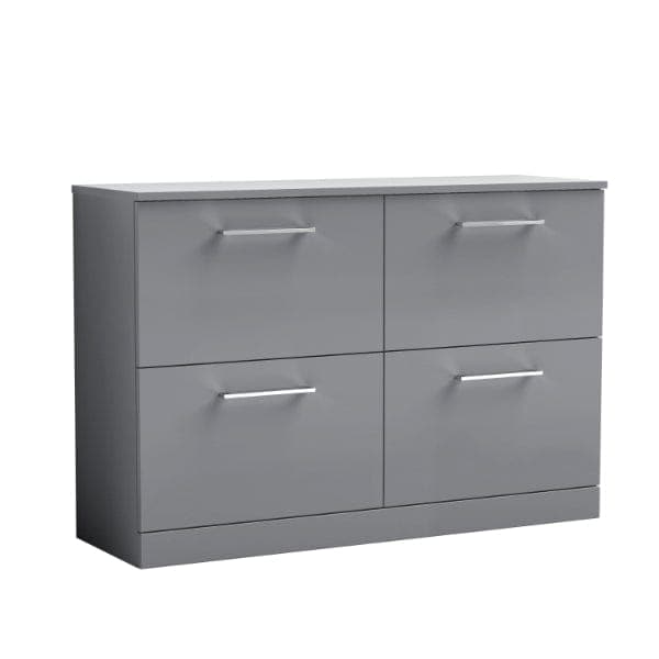 Nuie Floor Standing Vanity Units,Modern Vanity Units,Basins With Floor Standing Vanity Units, Nuie Gloss Mid Grey Nuie Arno 4 Drawer Floorstanding Vanity Unit With Worktop 1200mm Wide