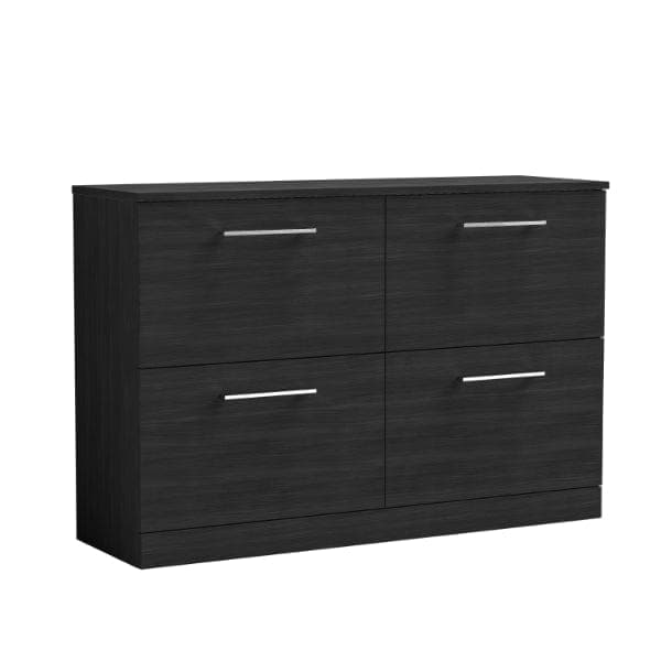 Nuie Floor Standing Vanity Units,Modern Vanity Units,Basins With Floor Standing Vanity Units, Nuie Black Woodgrain Nuie Arno 4 Drawer Floorstanding Vanity Unit With Worktop 1200mm Wide
