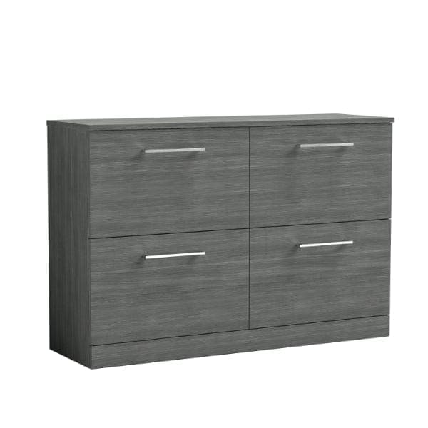 Nuie Floor Standing Vanity Units,Modern Vanity Units,Basins With Floor Standing Vanity Units, Nuie Anthracite Woodgrain Nuie Arno 4 Drawer Floorstanding Vanity Unit With Worktop 1200mm Wide