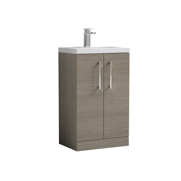 Nuie Floor Standing Vanity Units,Modern Vanity Units,Basins With Floor Standing Vanity Units, Nuie Solace Oak Nuie Arno Compact 2 Door Floorstanding Vanity Unit With Polymarble Basin 600mm Wide