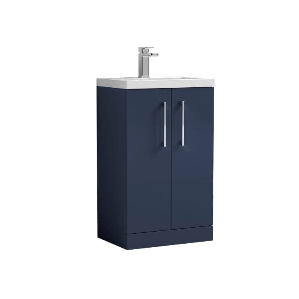 Nuie Floor Standing Vanity Units,Modern Vanity Units,Basins With Floor Standing Vanity Units, Nuie Electric Blue Nuie Arno Compact 2 Door Floorstanding Vanity Unit With Polymarble Basin 600mm Wide