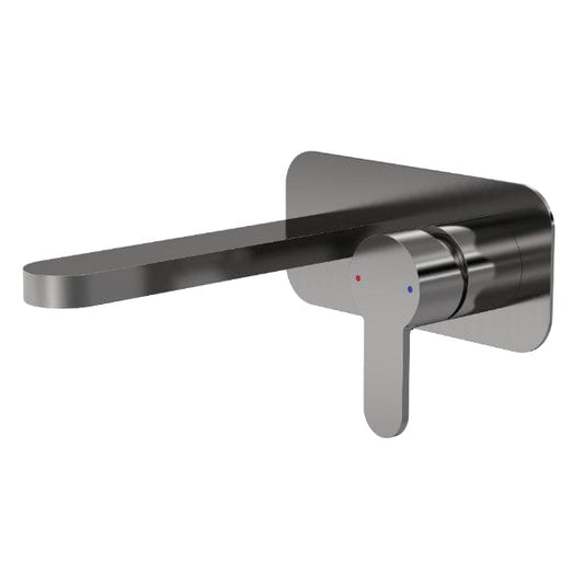 Nuie Wall Mounted Taps,Basin Mixer Taps,Modern Taps Brushed Gun Metal Nuie Arvan 2-Hole Wall Mounted Basin Mixer Tap With Plate