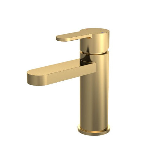 Nuie Basin Mixer Taps,Deck Mounted Taps,Modern Taps Brushed Brass Nuie Arvan Mono Basin Mixer Tap with Push Button Waste