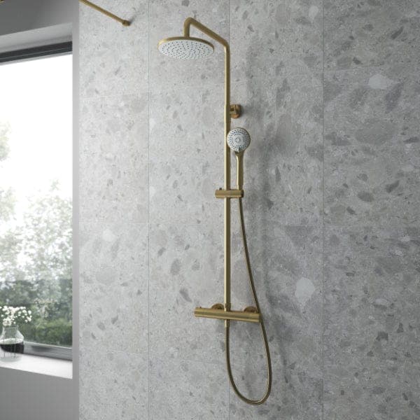 Nuie Bar Shower Valves Nuie Arvan Round Thermostatic Bar Shower Valve With Kit And Fixed Head