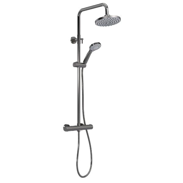 Nuie Bar Shower Valves Brushed Gun Metal Nuie Arvan Round Thermostatic Bar Shower Valve With Kit And Fixed Head