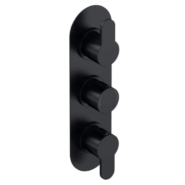 Nuie Concealed Shower Valves,Thermostatic Shower Valves Matt Black Nuie Arvan Triple Handle Thermostatic Concealed Shower Valve