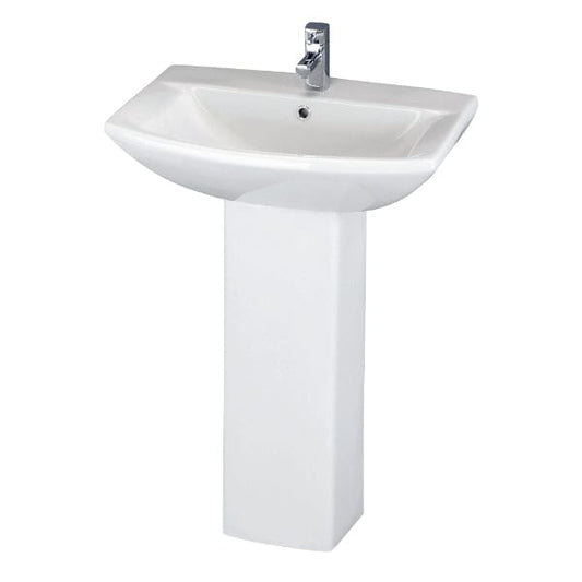 Nuie Full Pedestal Basins,Modern Basins Nuie Asselby 600mm Basin With Full Pedestal - 1 TH - White