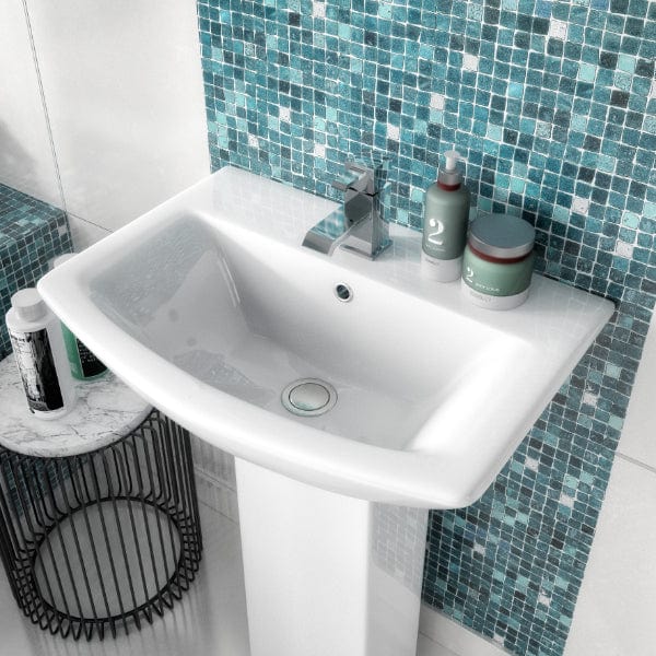 Nuie Full Pedestal Basins,Modern Basins Nuie Asselby 600mm Basin With Full Pedestal - 1 TH - White