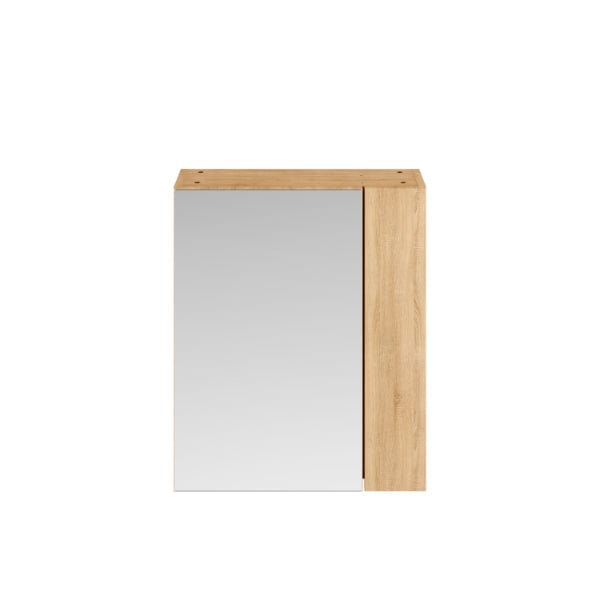 Nuie Non Illuminated Mirror Cabinets,Nuie Natural Oak Nuie Athena 1 Door Non Illuminated Mirrored Cabinet (75/25) 600mm Wide