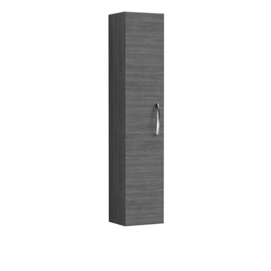 Nuie Tall Storage Units,Modern Storage Units Anthracite Woodgrain Nuie Athena 1 Door Wall Hung Tall Storage Unit 300mm Wide